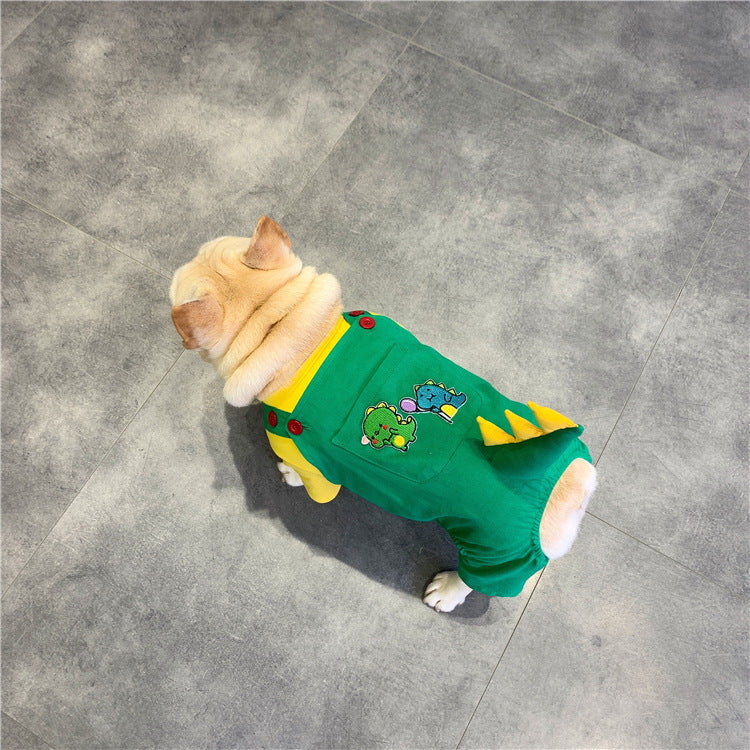 Pet Dog Suspenders French  Dinosaur Clothes