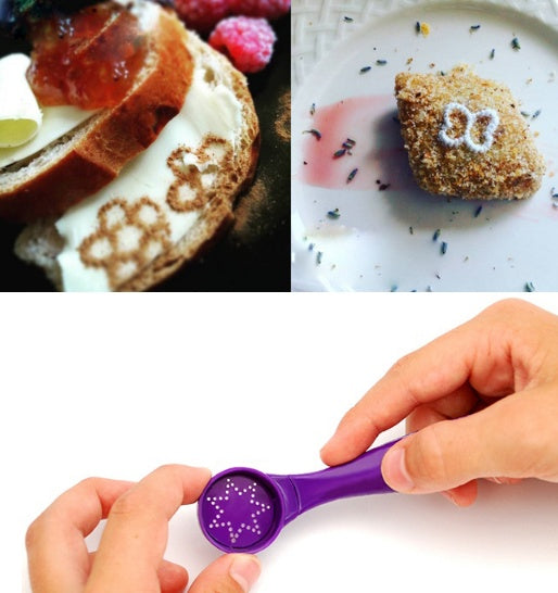 New Magic Spice Spoon Food Decorating Tools 16 Different Images Decor Coffee Cake Foods Piping Spoons Funning Kitchen