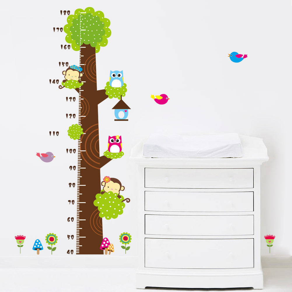 Monkeys owls birds flower Height stickers