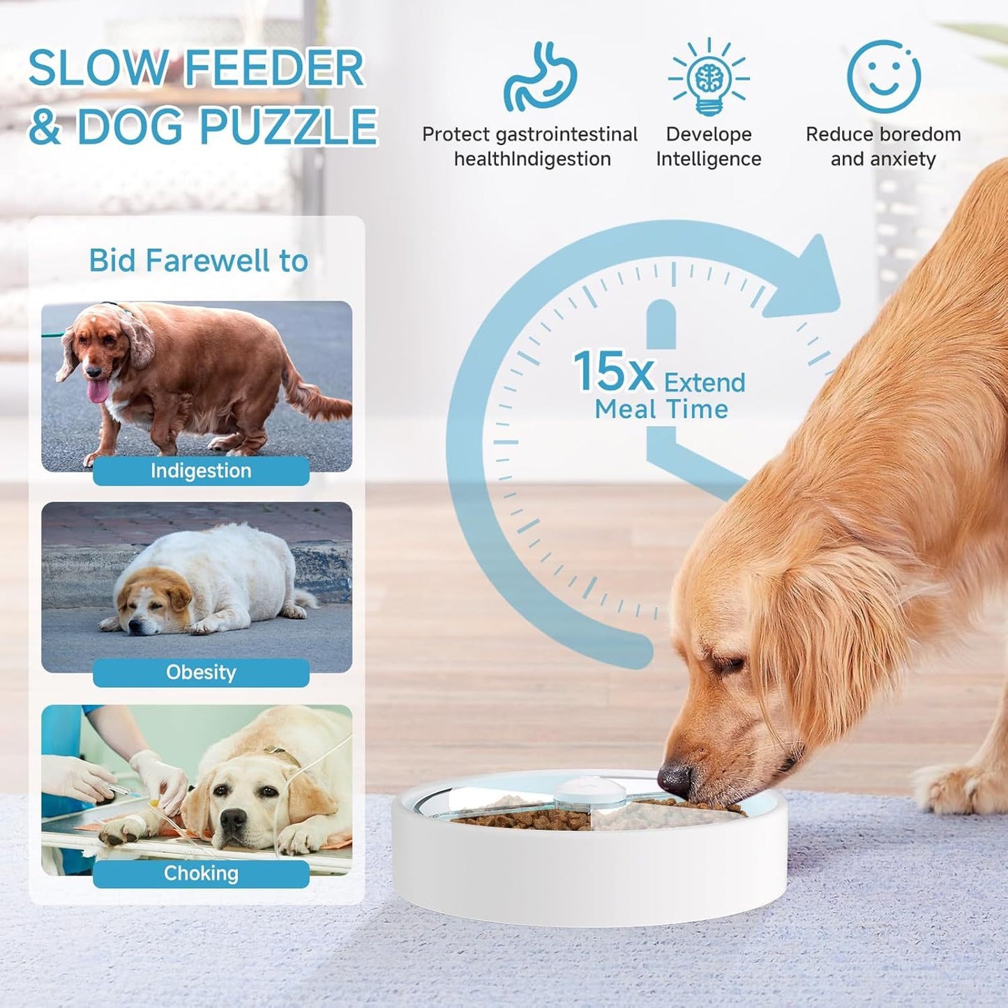 Slow Feeder Dog Bowls Maze Dog Food Puzzle Feeder For Dry Food Wet Food Raw Food Non Slip Interactive Dog Feeder For