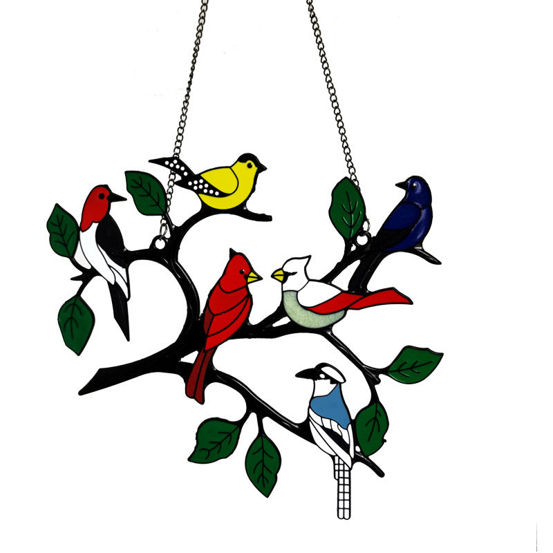 Four Birds Pendant Color Art Alloy Group Window Decoration