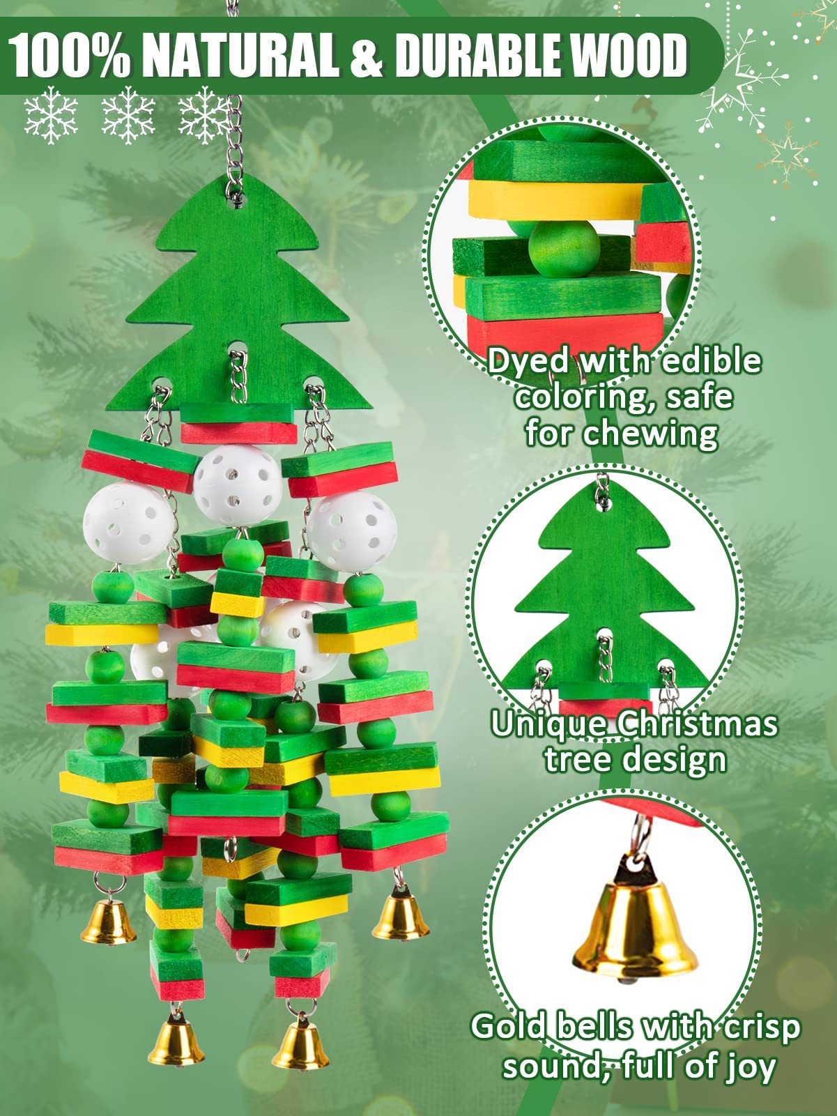 Wooden Christmas Tree Fruit Building Blocks Birds With Bell Gnawing Toys