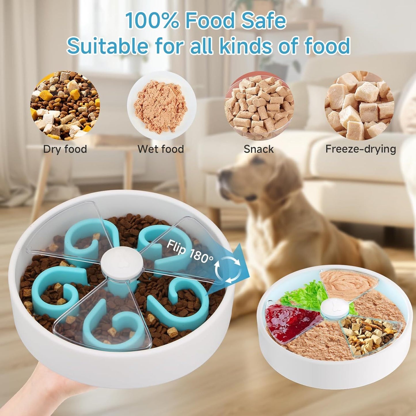 Slow Feeder Dog Bowls Maze Dog Food Puzzle Feeder For Dry Food Wet Food Raw Food Non Slip Interactive Dog Feeder For