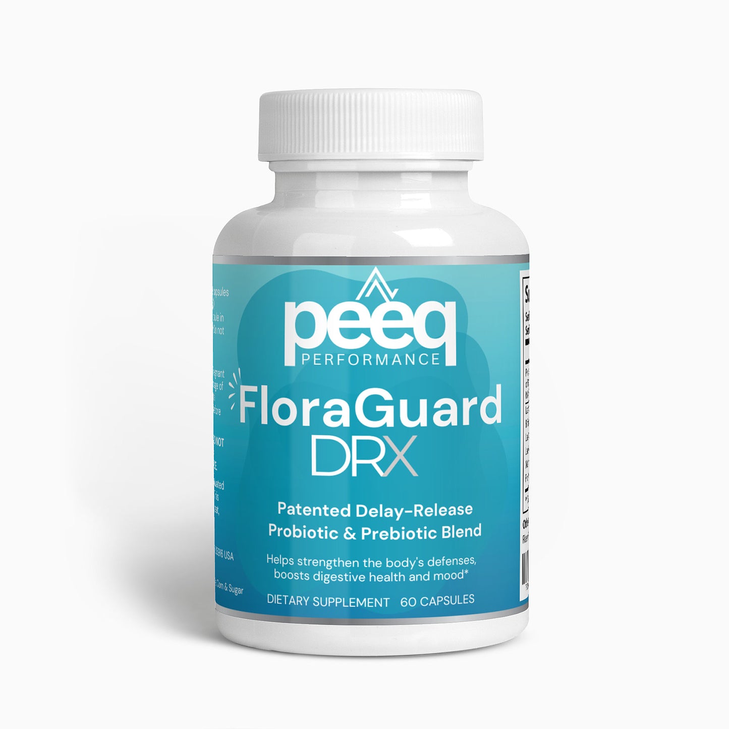 PEEQ FloraGuard DRX Patented Delay Release Probiotic with Prebiotics