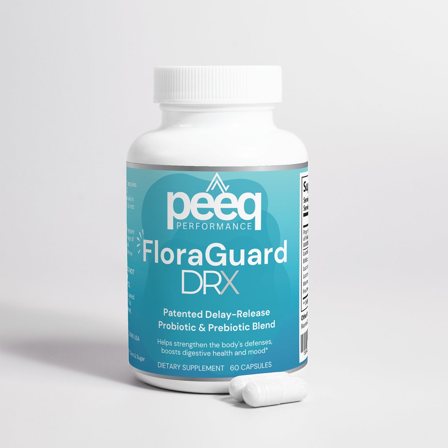 PEEQ FloraGuard DRX Patented Delay Release Probiotic with Prebiotics